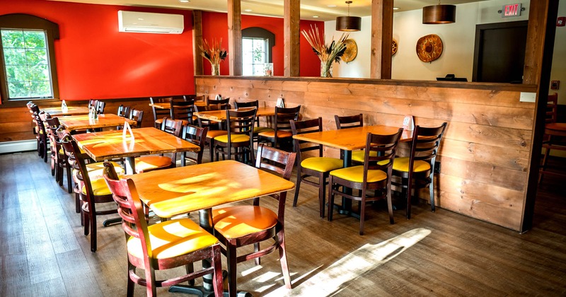 Interior, partitioned seating area