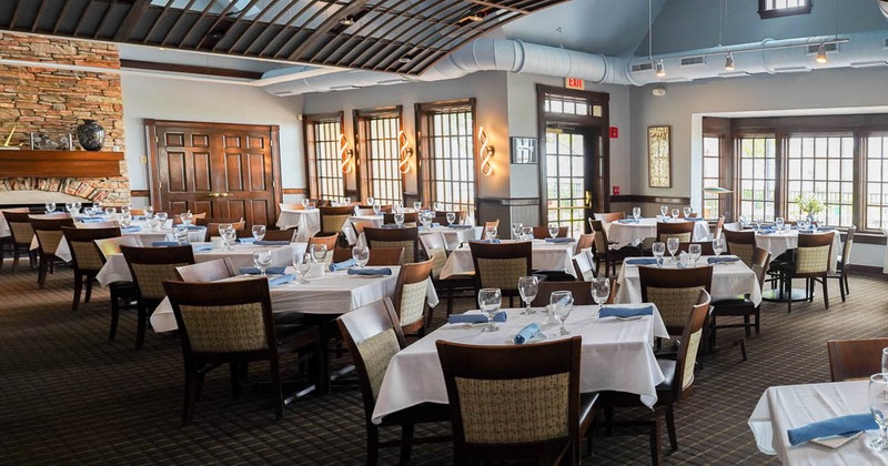 Interior, dining area with tables and chairs
