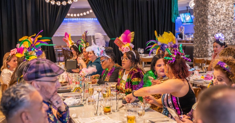 Interior, dining area with joined tables