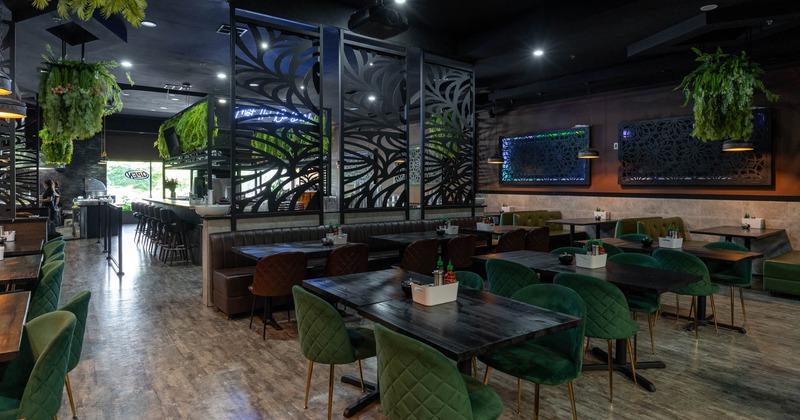 Interior, dining area with tables and chairs