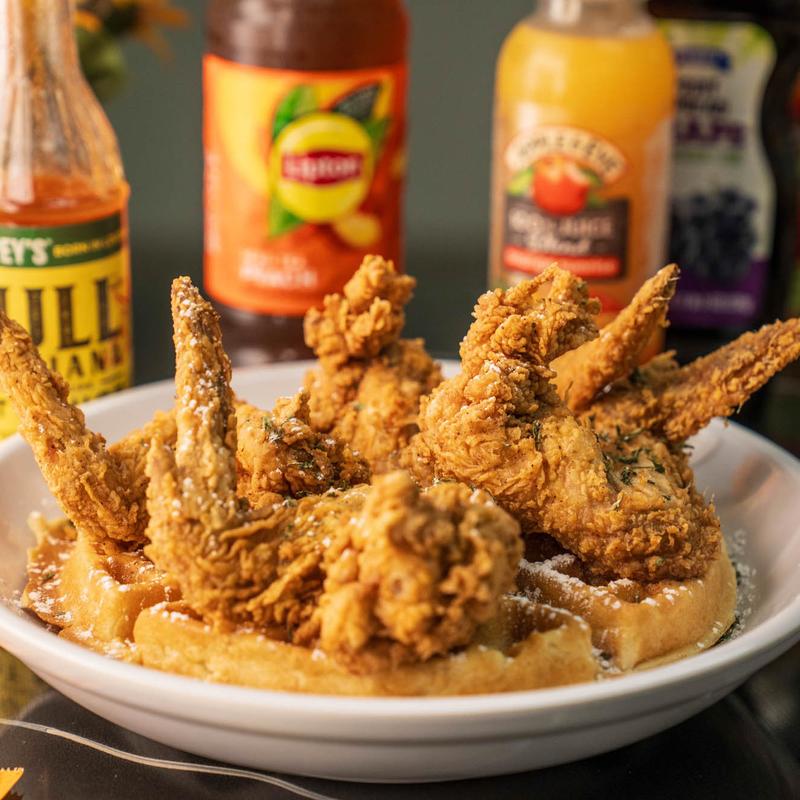 menu item 5 of 8, 3 Whole Wings, Waffle & Eggs