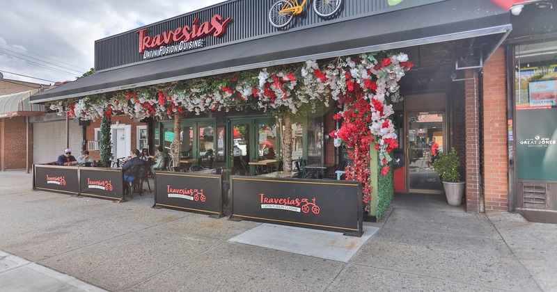 Exterior, angle view to entrance of restaurant