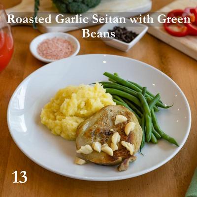Roasted Garlic Seitan with Green Beans