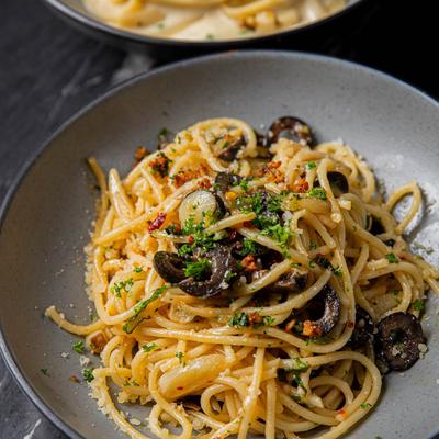 Pasta with olives.