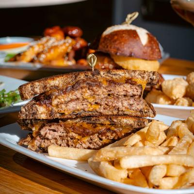 Patty Melt with fries.