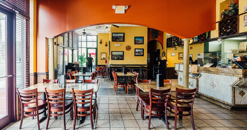Interior, diner, seating place