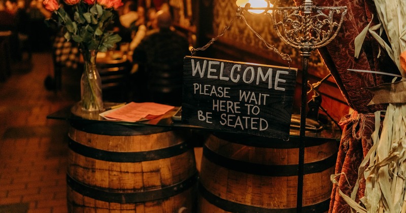 Welcome sign at a front desk