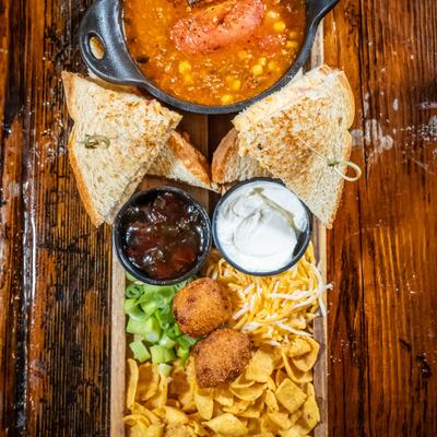 Chilicuterie board, top view.