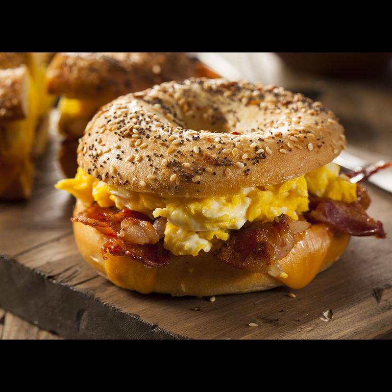 2 Organic Eggs, Cheese & Bacon on A Bagel photo