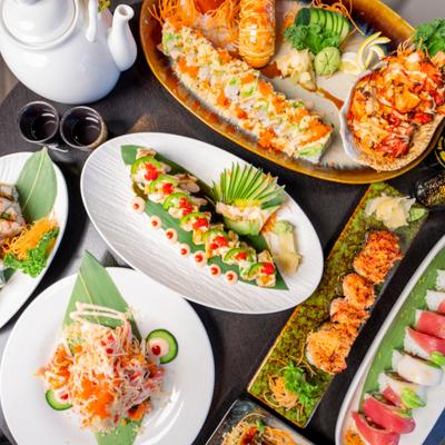 Assortment of sushi.