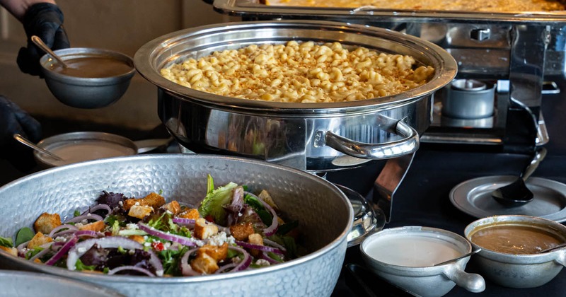 Salad, and mac and cheese
