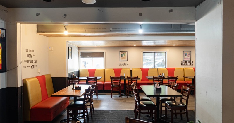 Interior, tables and seats