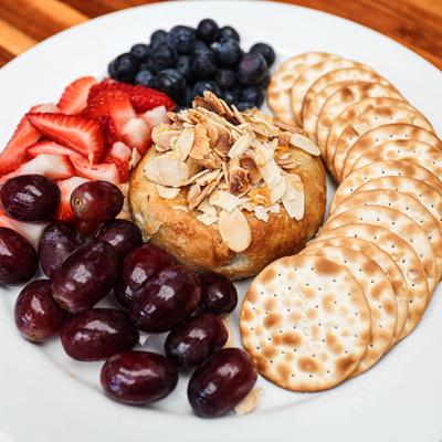 Mixed berries, grapes, and crackers.