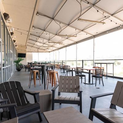 Seating area, patio furniture.