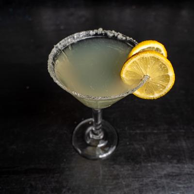 Lemon Drop cocktail served in sugar rimmed martini glass.