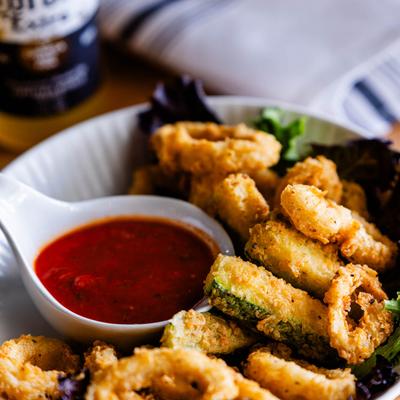 Calamari with dip.