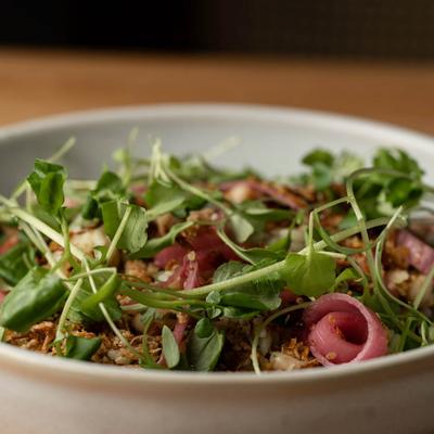 A served salad, closeup.