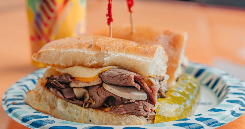 Roast beef sandwich, with cheese
