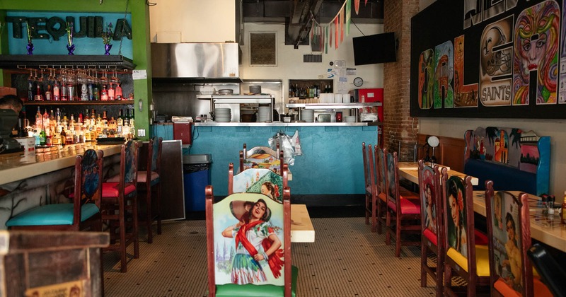 Interior, dining area with tables and chairs