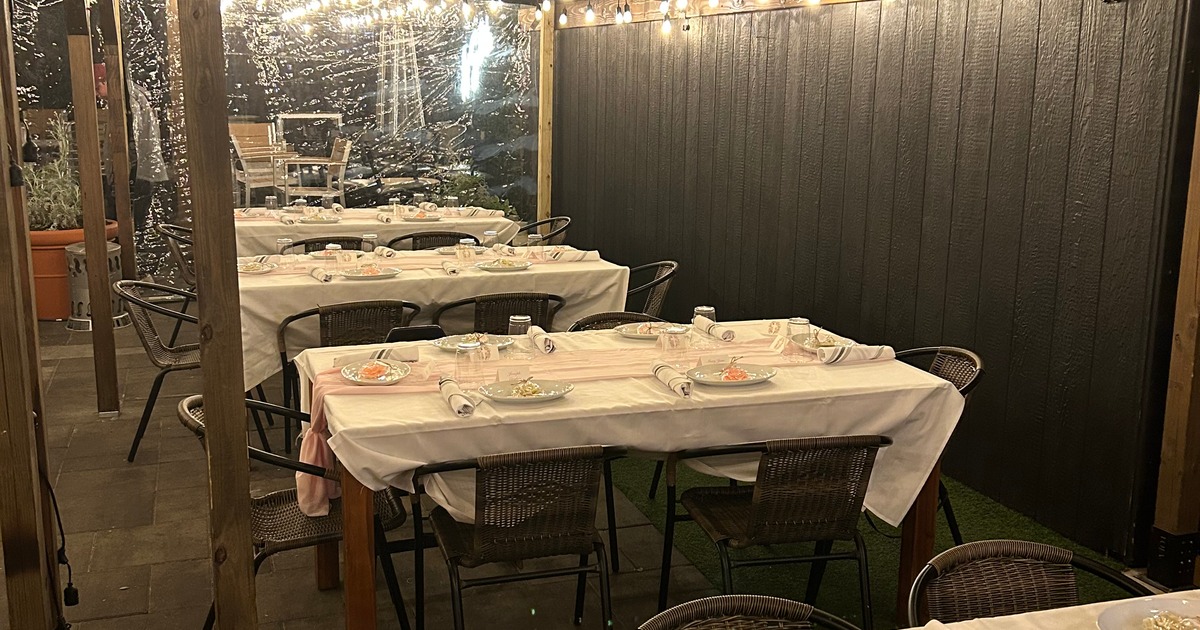 Dining table setup for an event