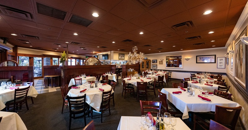 Interior, dining room with tables and accessories