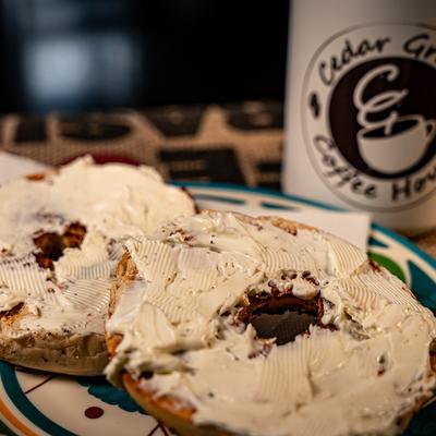 Cream cheese bagel.