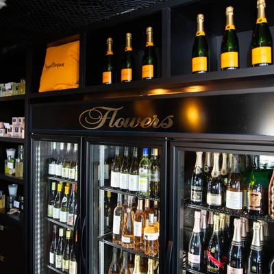 Interior, Sparkling wine display fridges.