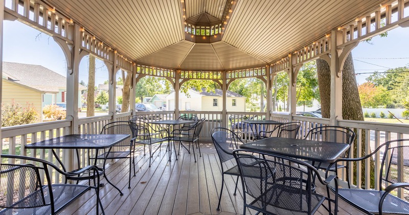 Exterior seating, patio area