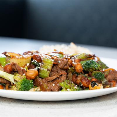 Beef and broccoli stir-fry.