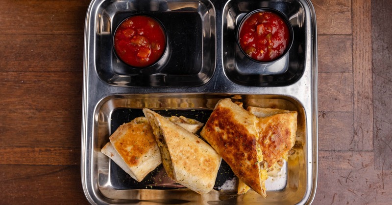 Breakfast Burrito served with salsa