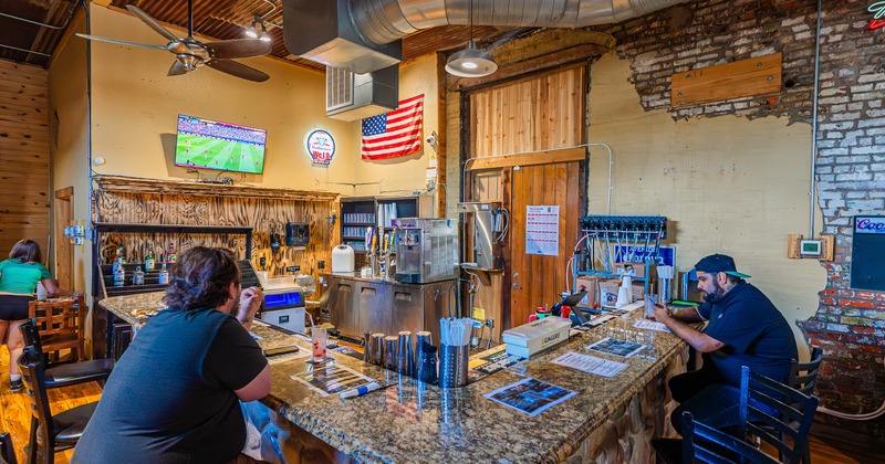 Interior, bar angle, stools, drink rack