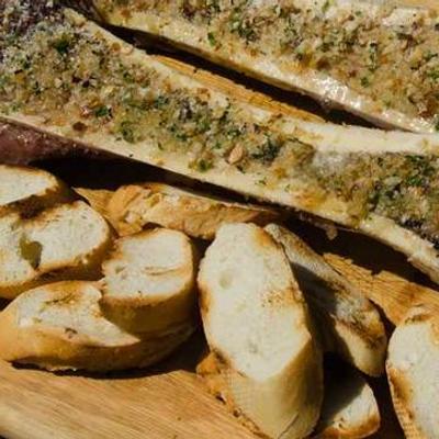 Roasted bone marrow, with bread.