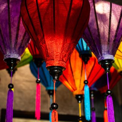 Interior, Colorful hanging lanterns