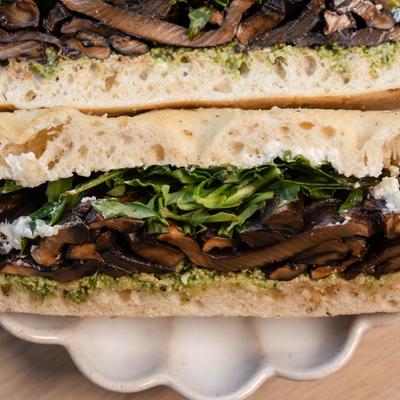 Portobello mushroom sandwich.