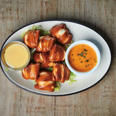 Pretzel Bites, beer cheese, honey-mustard