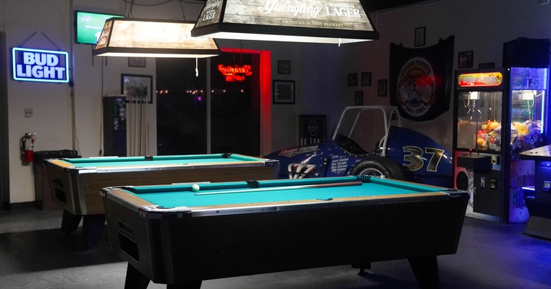 Interior, pool tables