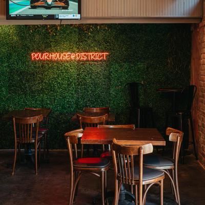 Tables and chairs inside.