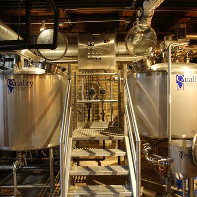 Brewery tanks.