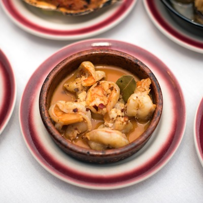 Shrimp soup bowl with spices