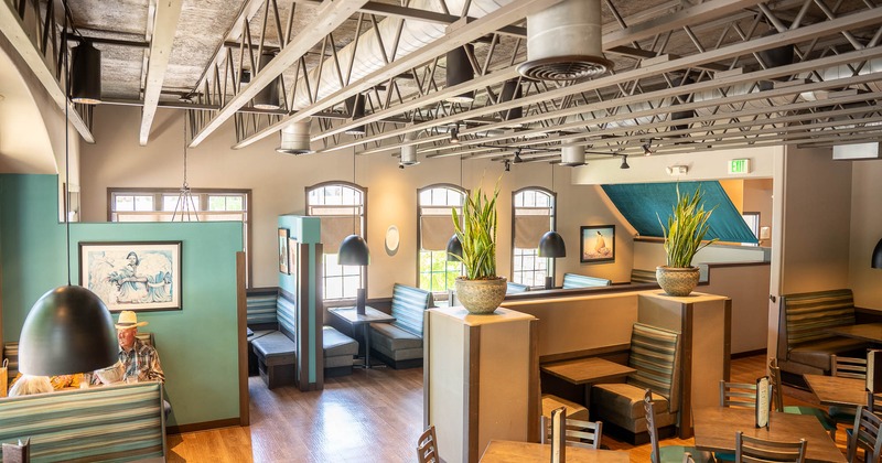 Interior, dining area with restaurant booths