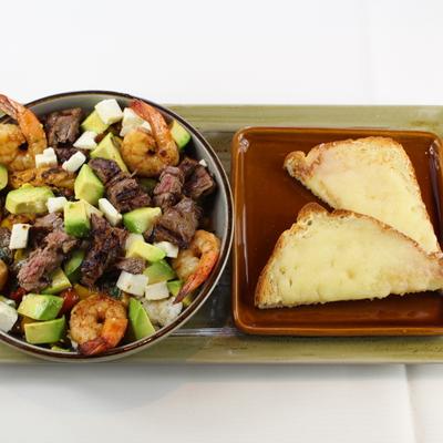 Barrel Bowl with shrimp and steak.