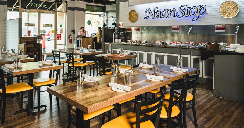 Inside, seating area,  self-serving food station