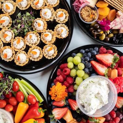 Served food, top view.