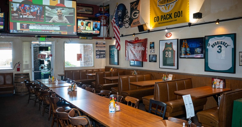 Interior, dining area, wall decor and TV