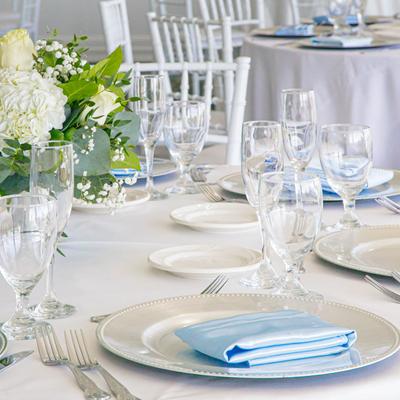 Fully set wedding table.