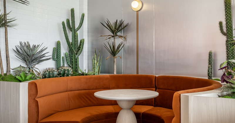 Interior, booth, round table