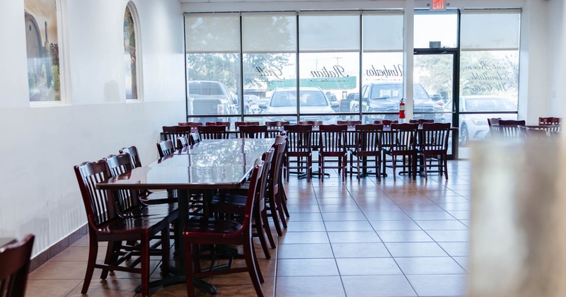Interior, tables and chairs