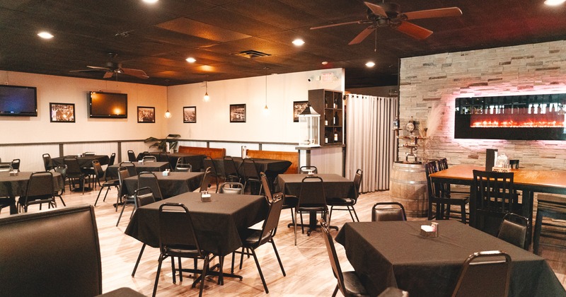 Diner area, tables and chairs