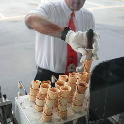 baking ice cream cones.