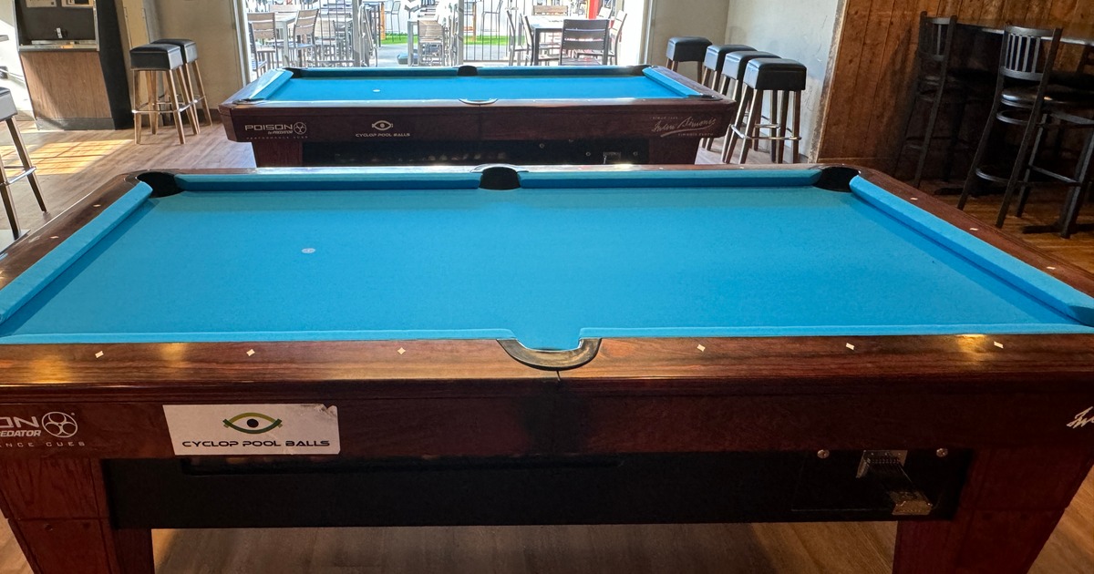 Interior, closeup of a billiards table